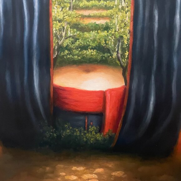 A Fantasy Oil Painting with Volcano & Forest Inside the Human Body - Picture 6 of 7